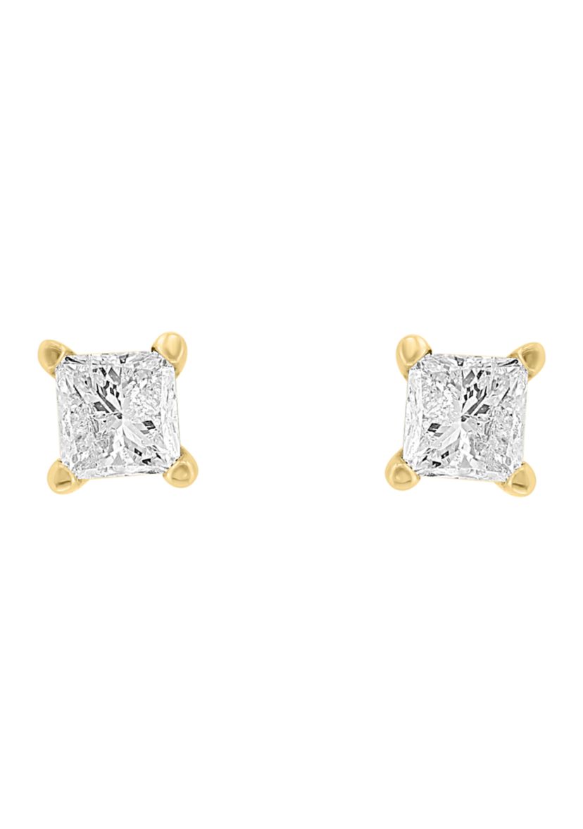 14K Yellow Gold Diamond Earrings 