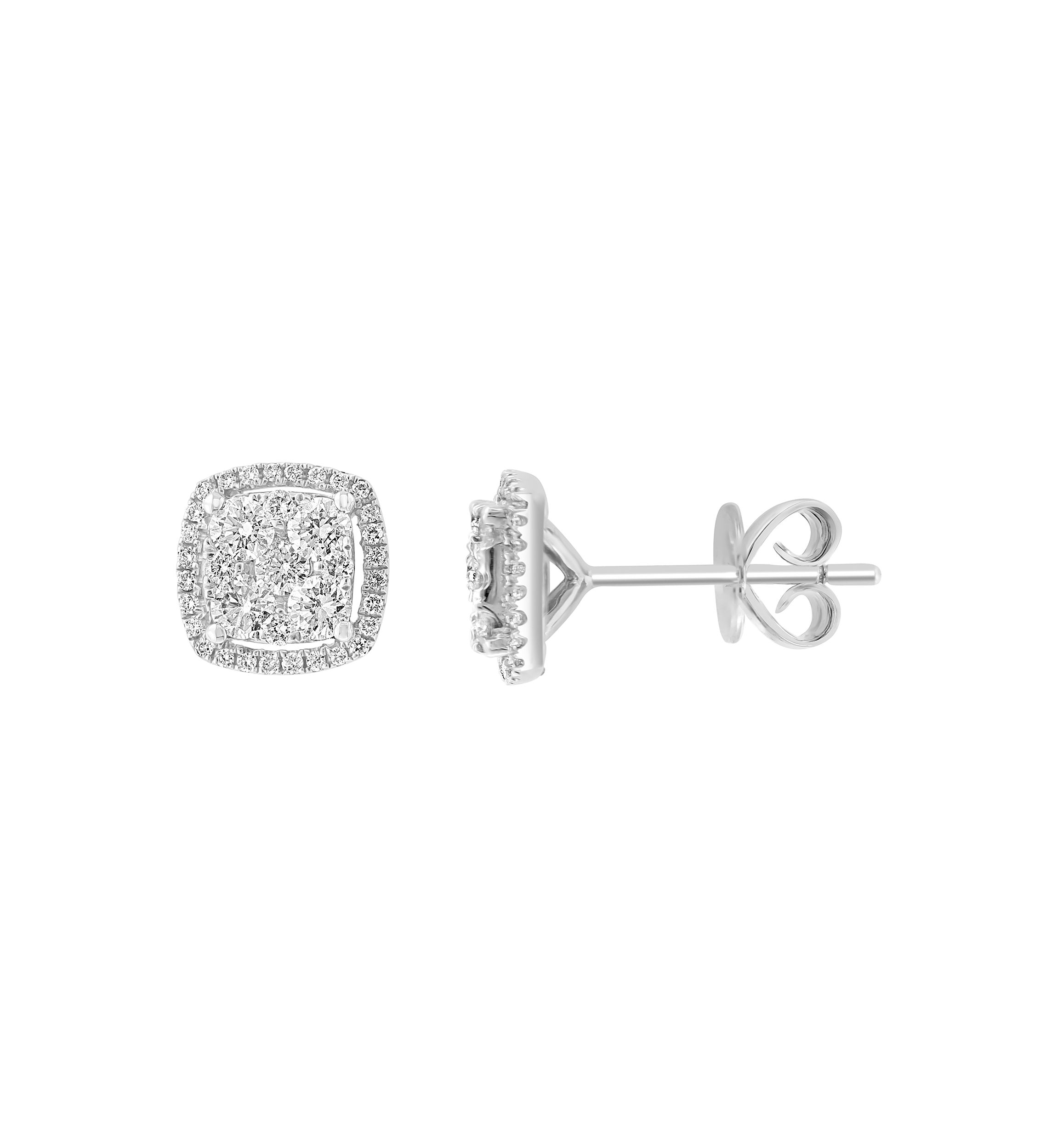 1.06 ct. t.w. Diamond Stud Earrings in 14K White Gold 