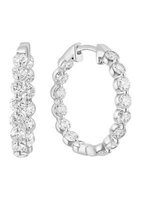 Effy 2.79 Ct. T.w. Lab-Created Diamond Hoop Earrings In 14K White Gold