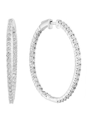 Effy 2.94 Ct. T.w. Lab-Created Diamond Hoop Earrings In 14K White Gold
