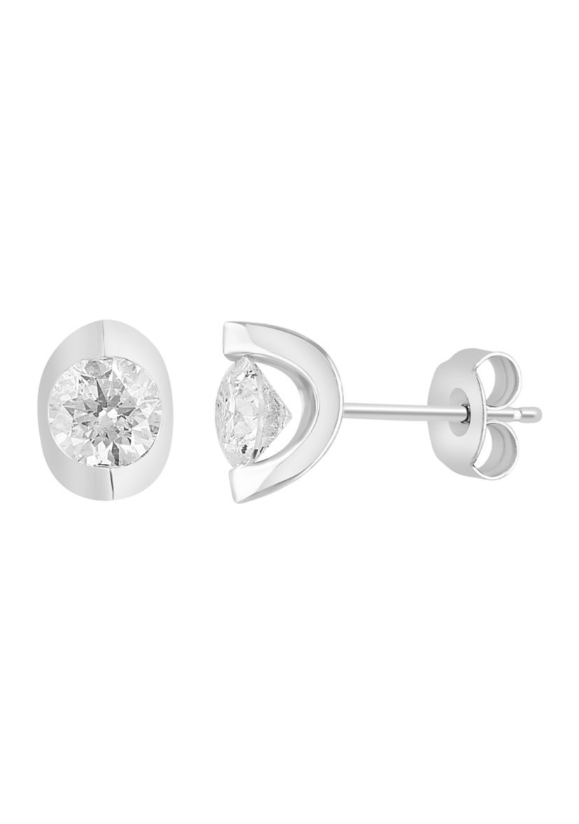  14K White Gold Diamond Earrings