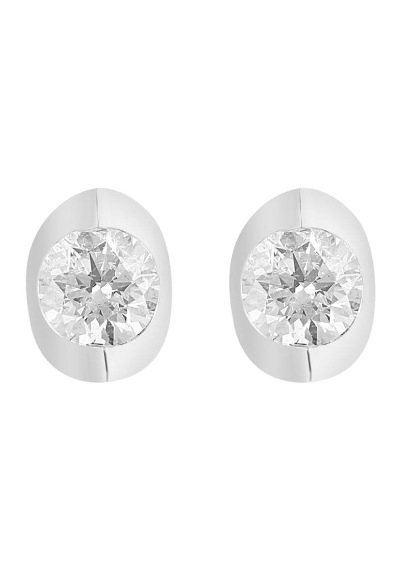  14K White Gold Diamond Earrings
