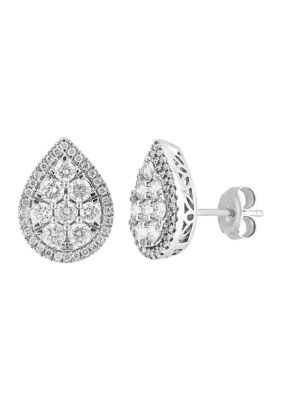 Effy Diamond Pear Stud Earrings In 14K White Gold