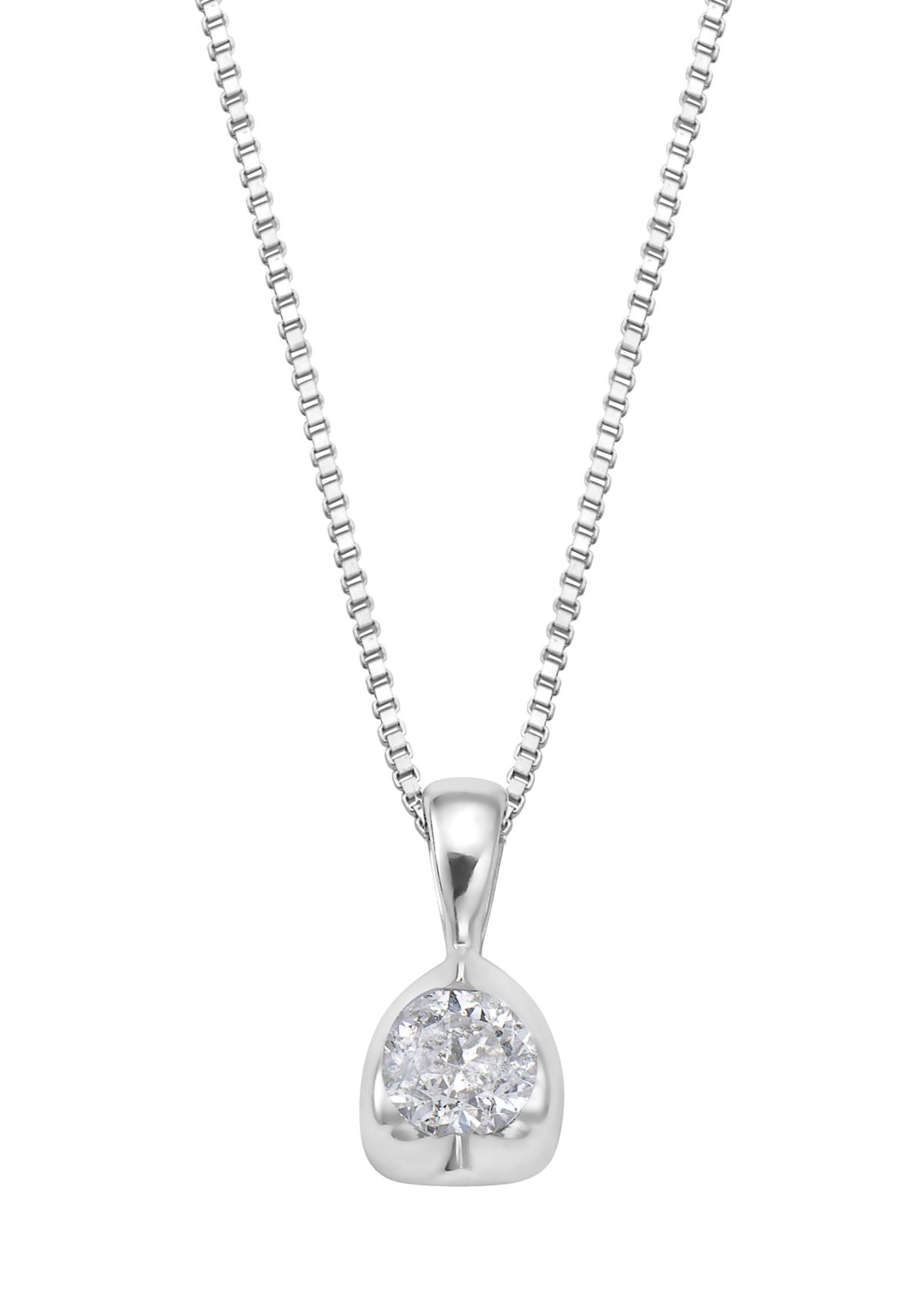 14K White Gold Diamond Pendant