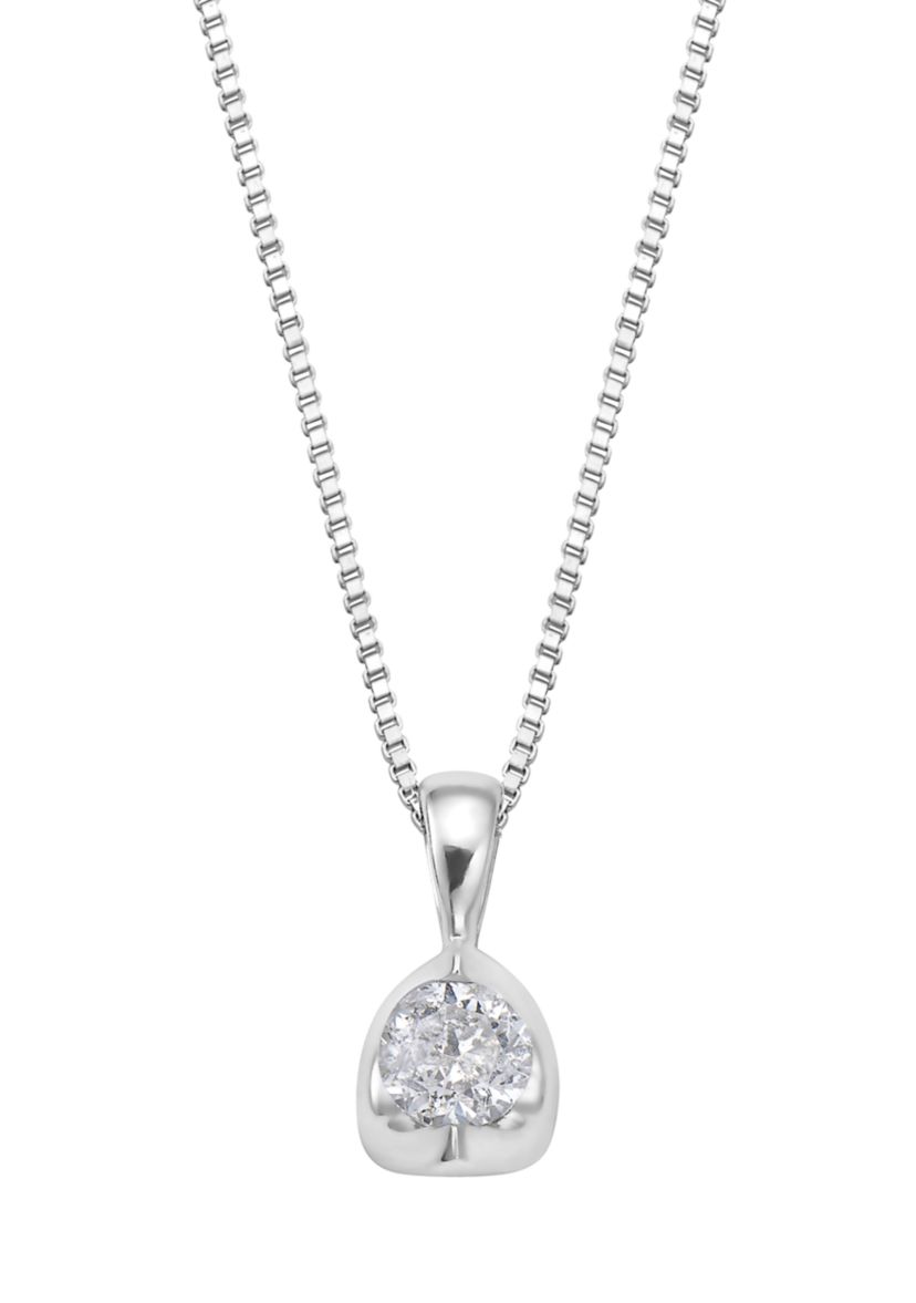 14K White Gold Diamond Pendant