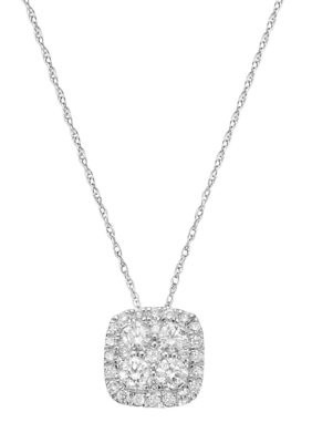 Effy 5/8 Ct. T.w. Diamond Cluster Pendant Necklace In 14K White Gold