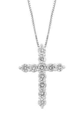 Effy 1 ct. t.w. Lab Created Diamond Cross Necklace in 14K White Gold -  0191120815886