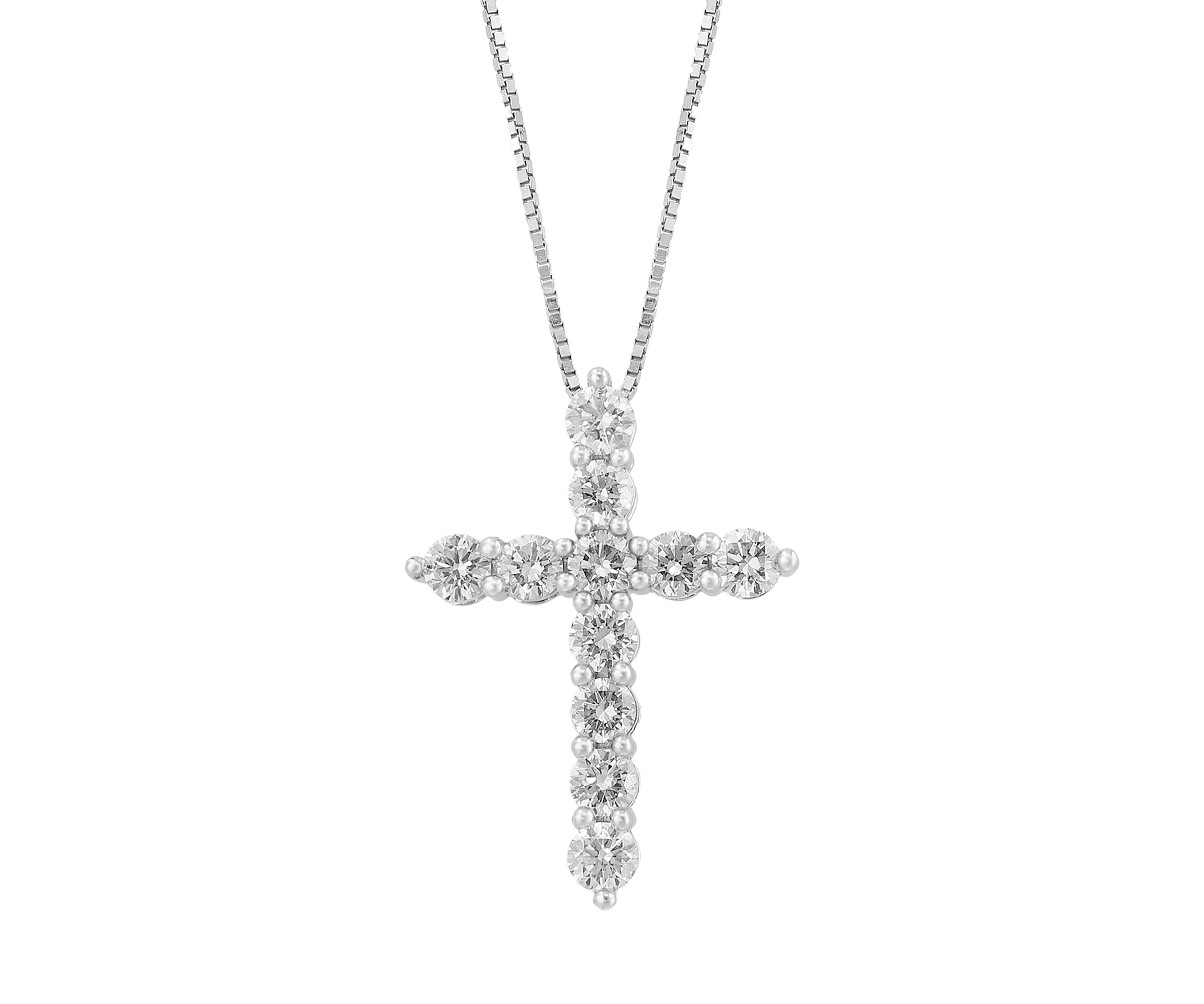 1 ct. t.w. Lab Created Diamond Cross Necklace in 14K White Gold 