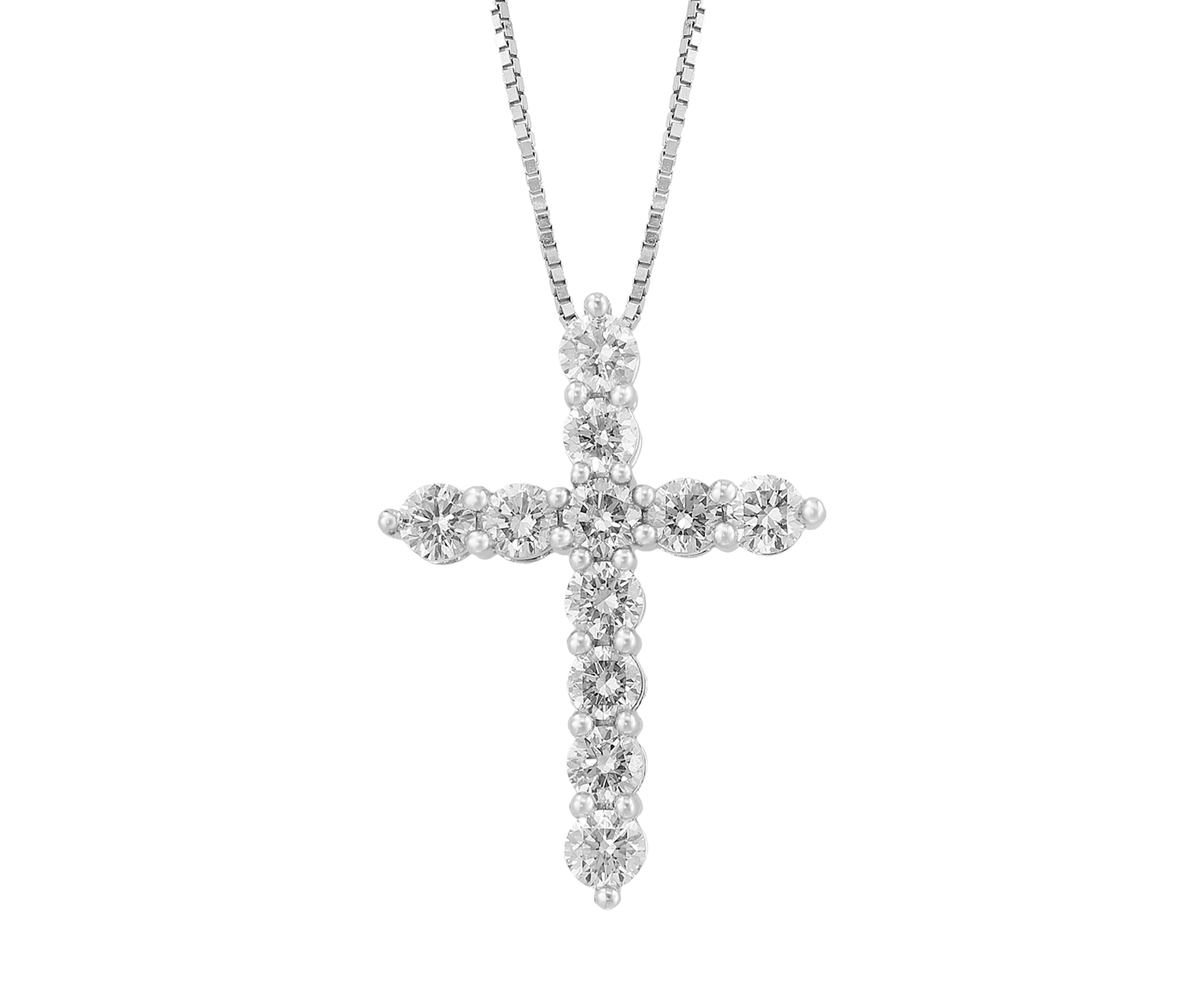1 ct. t.w. Lab Created Diamond Cross Necklace in 14K White Gold 