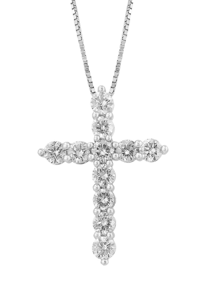 1 ct. t.w. Lab Created Diamond Cross Necklace in 14K White Gold 