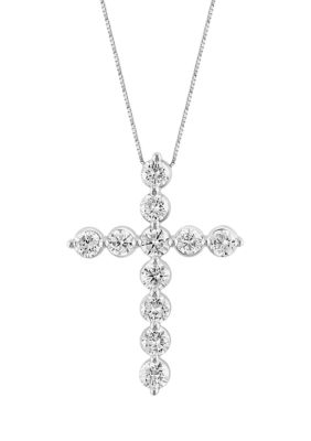 Effy 2.95 Ct. T.w. Lab Created Diamond Cross Necklace In 14K White Gold