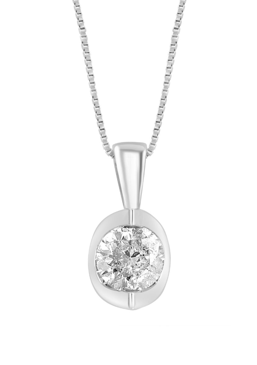 Diamond Pendant Necklace in 14K White Gold