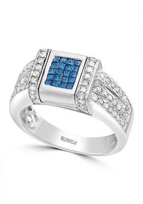 Effy 14K White Gold Blue And White Diamond Diversa Ring