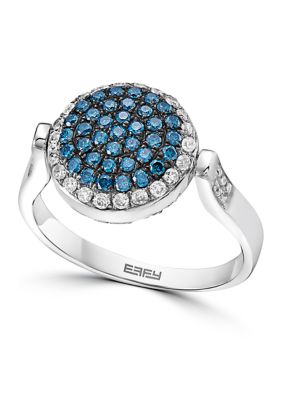 Effy 14K White Gold Blue And White Diamond Diversa Ring