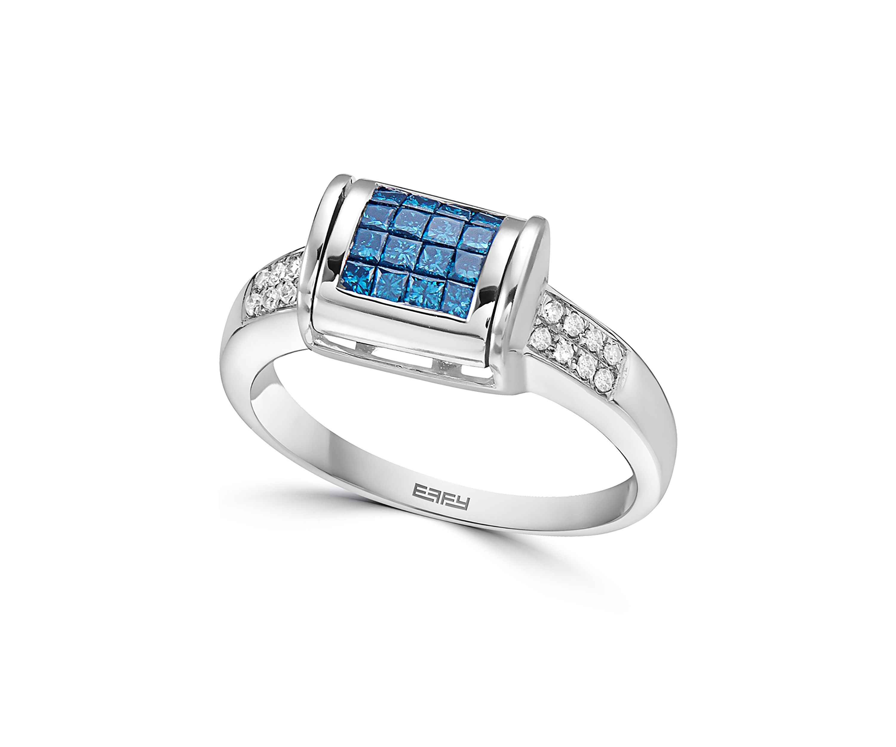14K White Gold White and Blue Diversa Ring