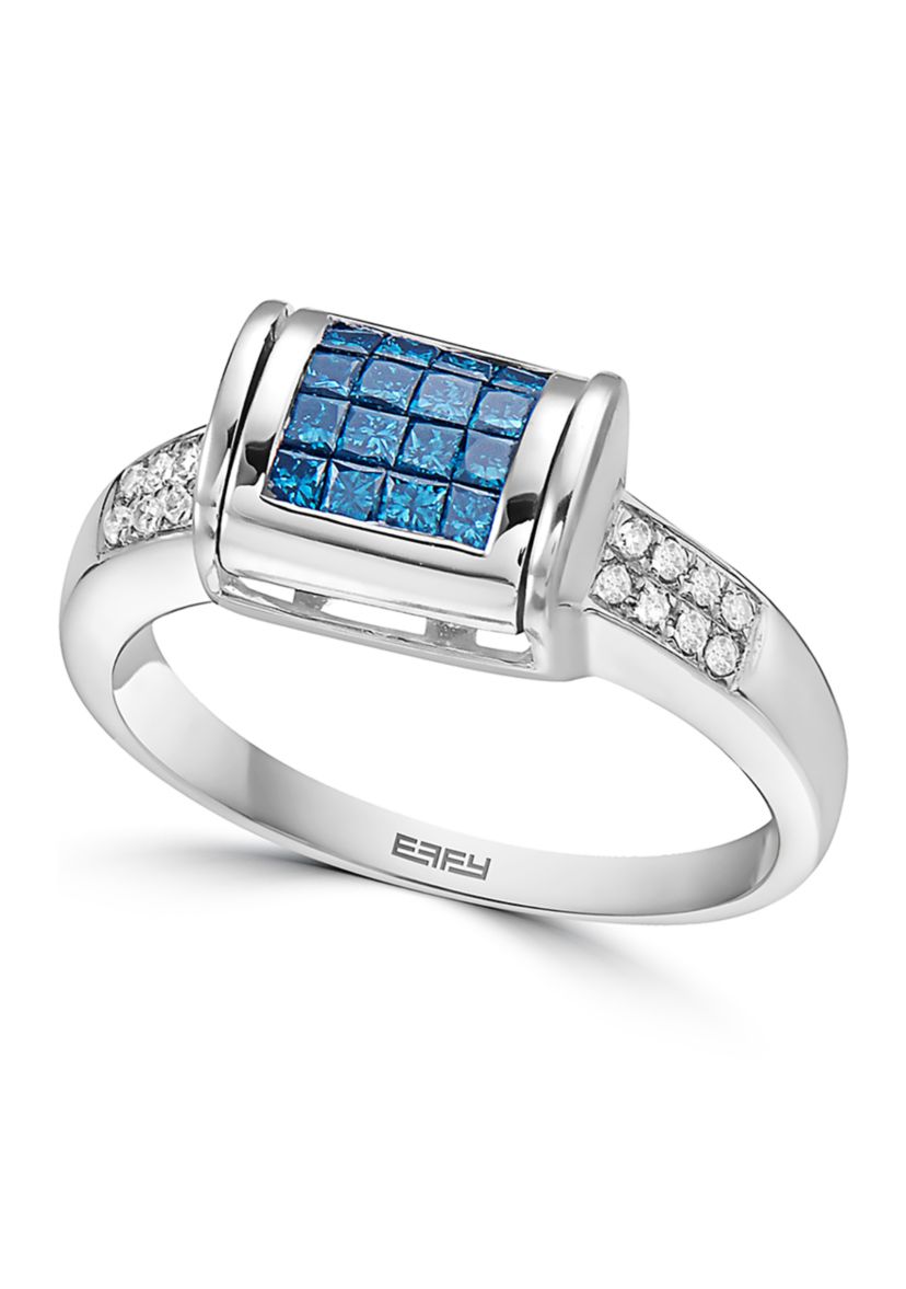 14K White Gold White and Blue Diversa Ring