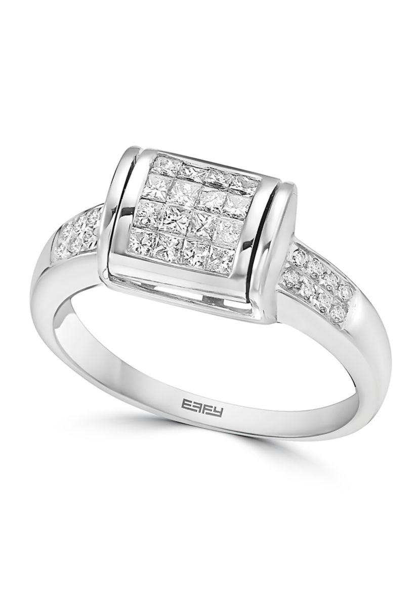 14K White Gold White and Blue Diversa Ring