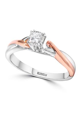 Effy 14K White & Rose Gold Diamond Ring