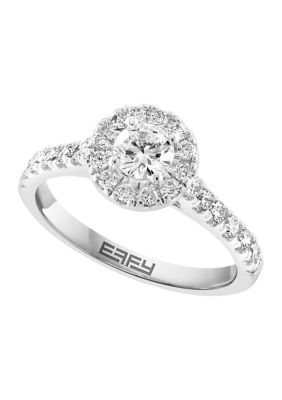 Effy 1 Ct. T.w. Diamond And Lab Created Solitaire Diamond Halo Ring In 14K White Gold