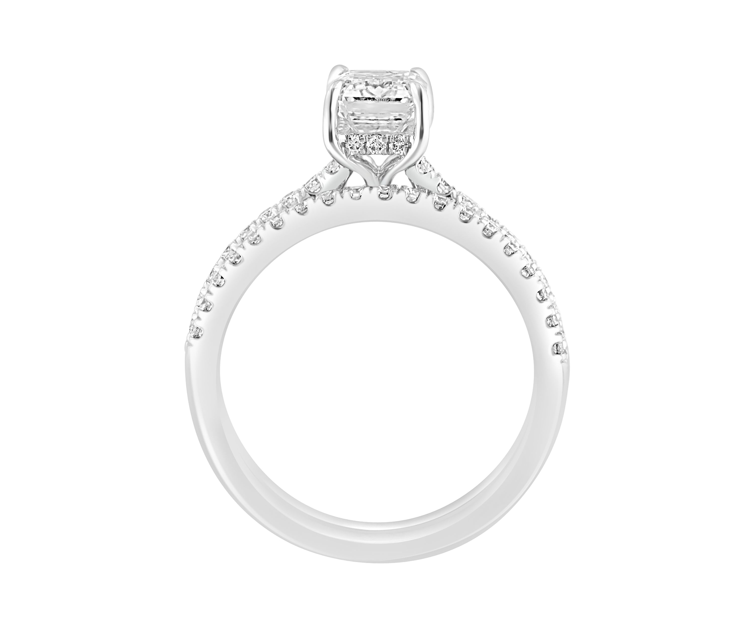 1.9 ct. t.w. Lab Created Diamond Bridal Ring with 1.5 ct. t.w. Emerald Cut Center