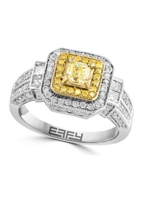 Effy 1.33 Ct. T.w. Diamond Ring In 14K White And Yellow Gold