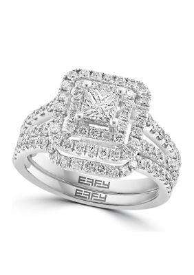 Effy 1.49 Ct. T.w. Diamond Square Ring In 14K White Gold -  0191120865843