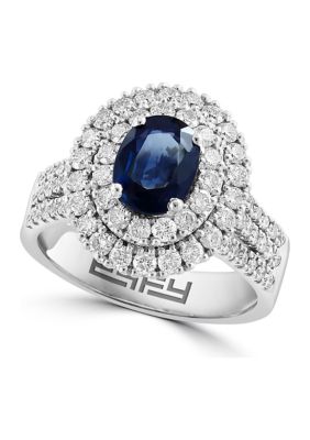 Effy 1.27 Ct. T.w. Diamond And Sapphire Ring In 14K White Gold