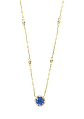 Effy 1/10 Ct. T.w. Diamond And 3/4 Ct. T.w. Tanzanite Necklace In 14K White Gold, 16 In -  0191120142272