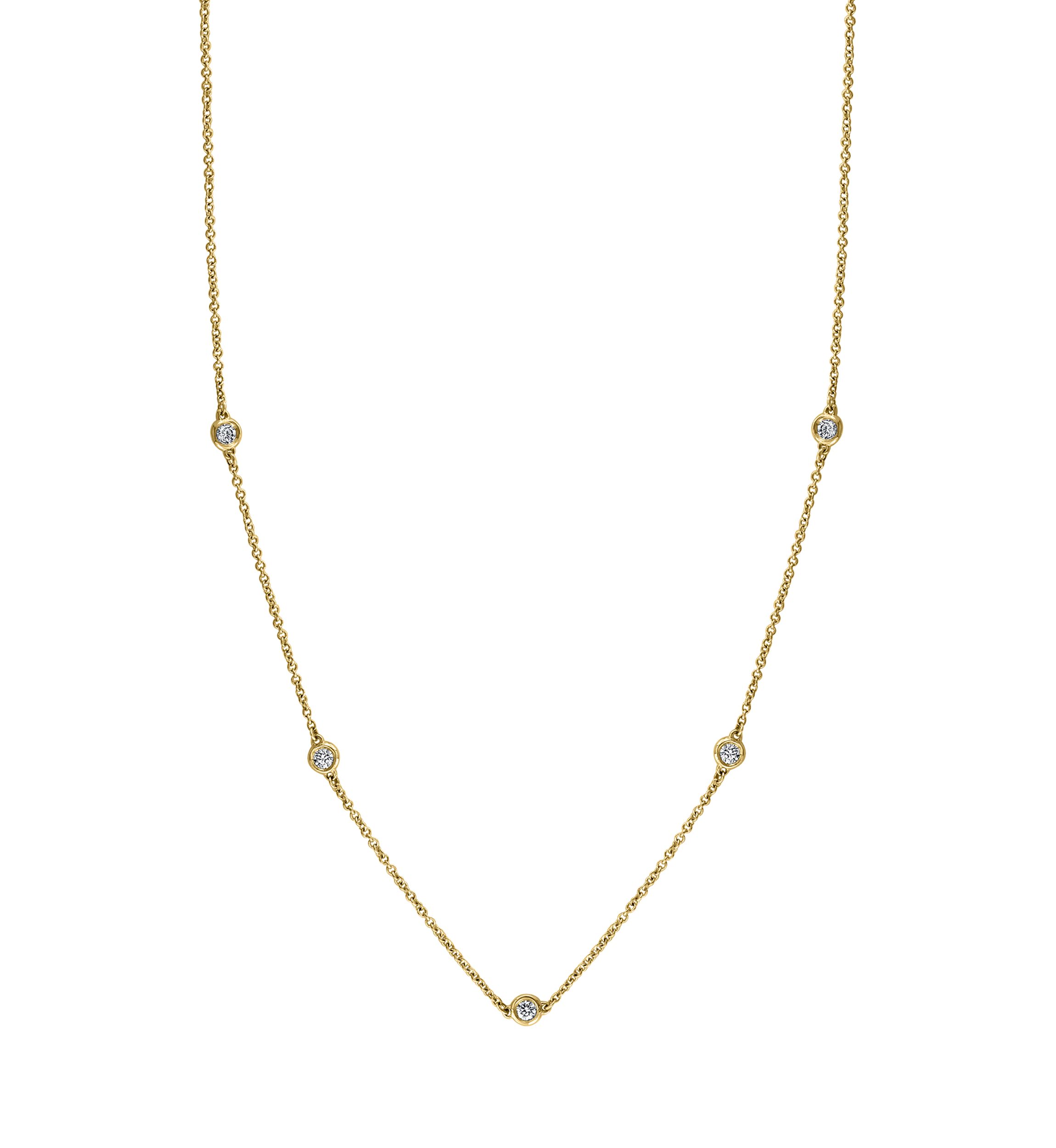 Diamond Station Necklace in 14K Yellow Gold
