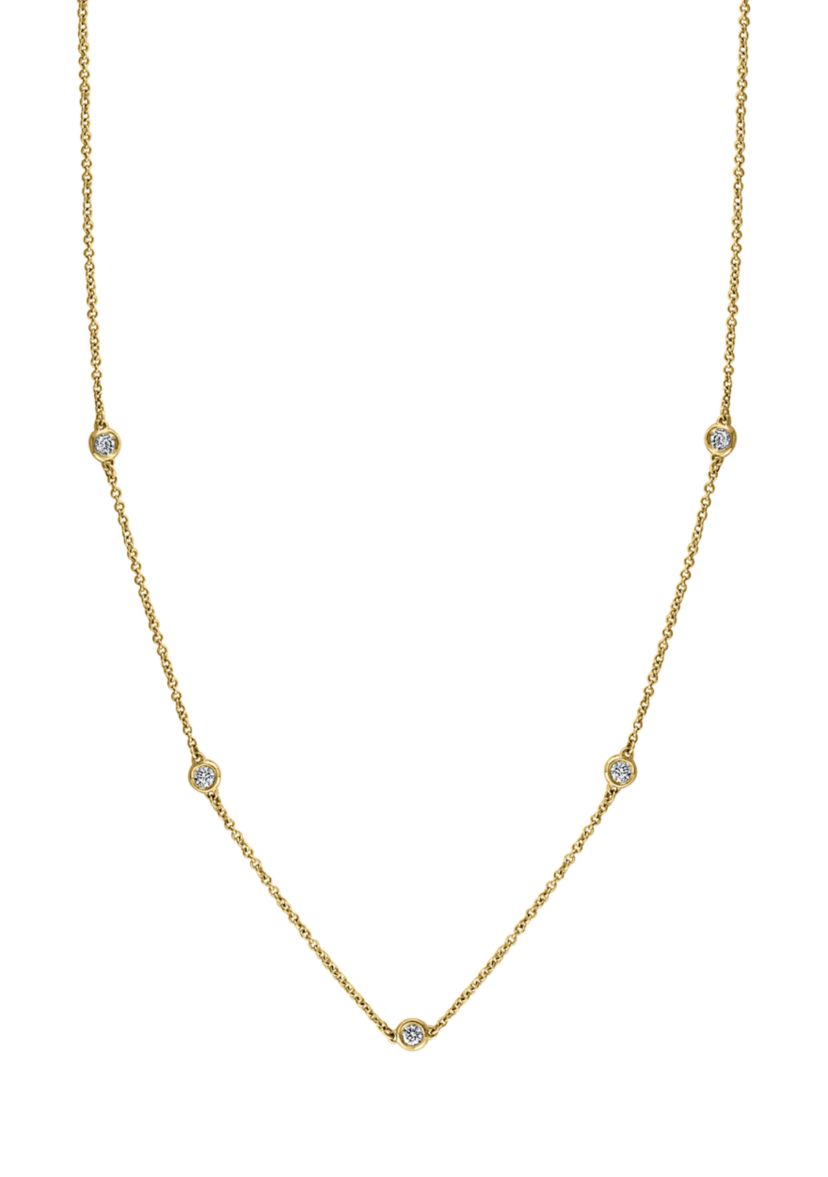 Diamond Station Necklace in 14K Yellow Gold