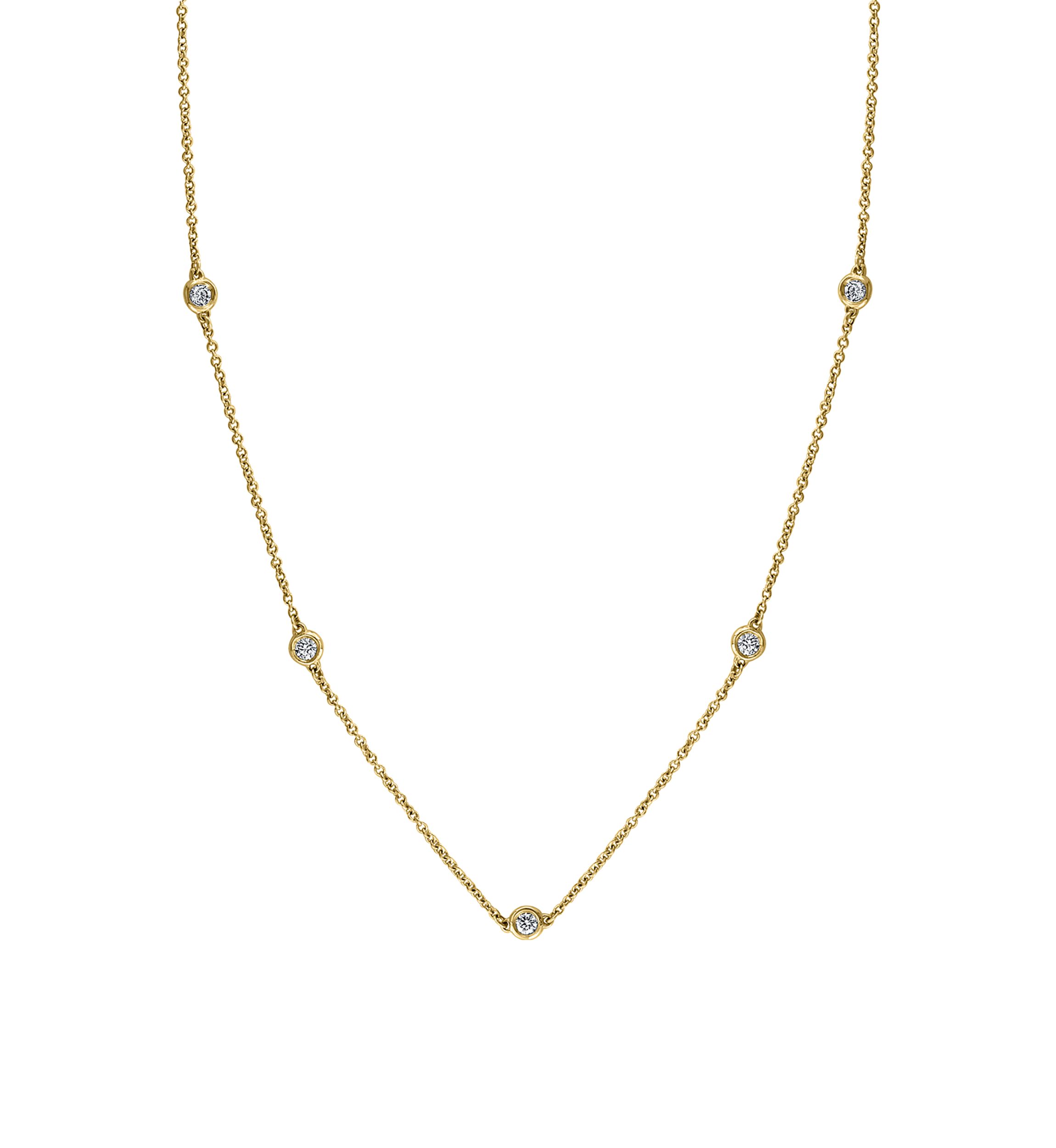 Diamond Station Necklace in 14K Yellow Gold