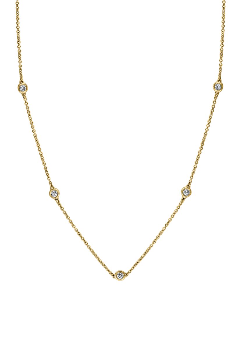 Diamond Station Necklace in 14K Yellow Gold