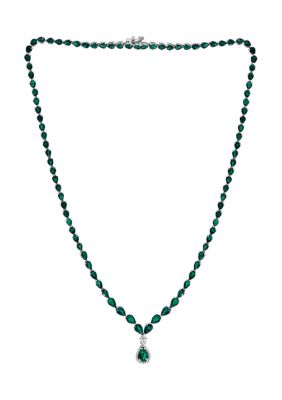 Effy Diamond Drop Emerald Necklace In 14K White Gold