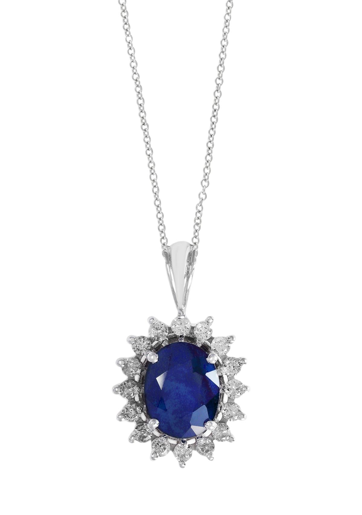 3/8 ct. t.w. Diamond and 1.9 ct. t.w. Sapphire Pendant Necklace in 14K White Gold