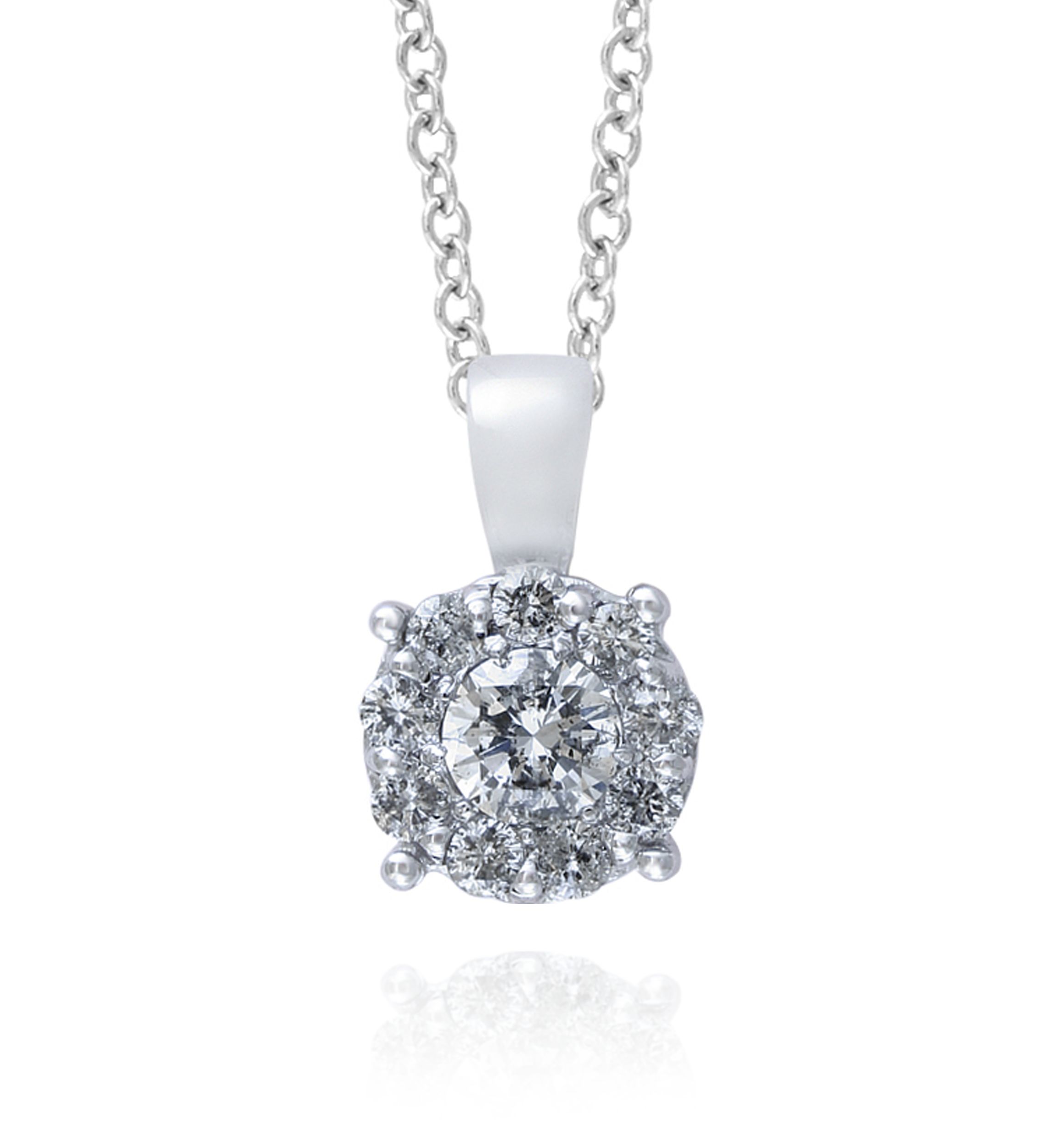 0.47 ct. t.w. Diamond Cluster Pendant in 14K White Gold