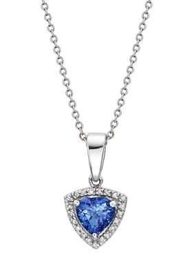 Effy 3/4 Ct. T.w. Tanzanite And 1/10 Ct. T.w. Diamond Pendant Necklace In 14K White Gold, 16 In -  0191120292526