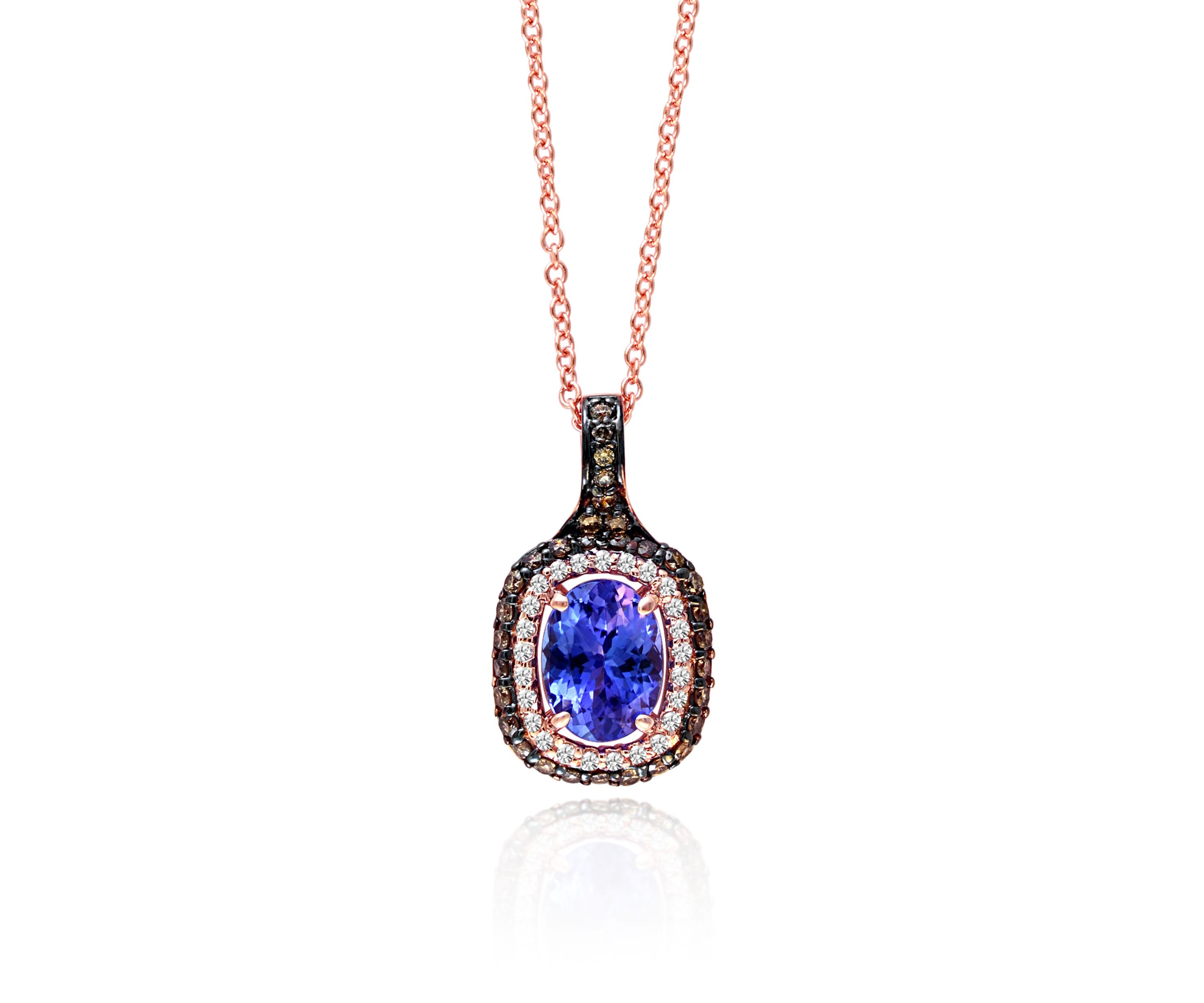 Oval Tanzanite & Diamond Pendant in 14K Rose Gold