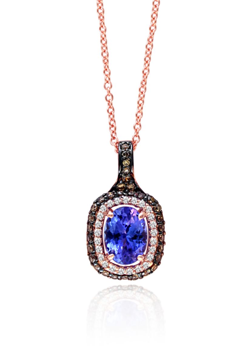 Oval Tanzanite & Diamond Pendant in 14K Rose Gold