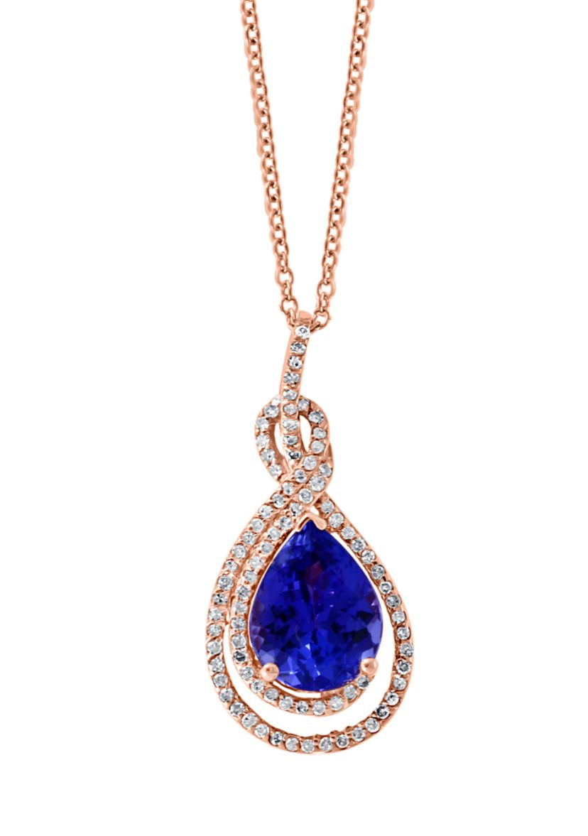 14K Rose Gold Diamond and Tanzanite Pendant