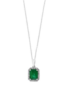 Effy 1/4 Ct. T.w. Diamond, 1.43 Ct. Tw. Natural Emerald Pendant Necklace, White, 16 In -  0191120281773