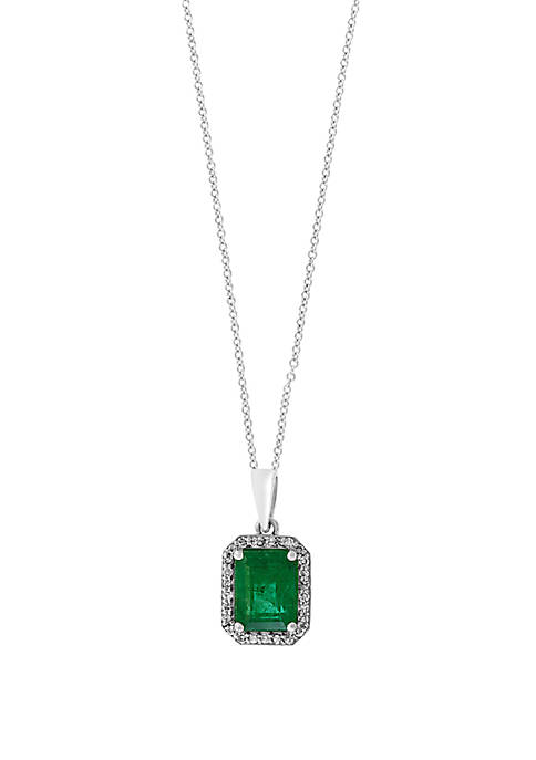 1/4 ct. t.w. Diamond, 1.43 ct. tw. Natural Emerald Pendant Necklace 