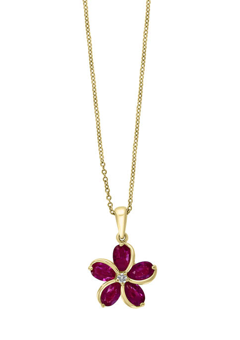 	  2.85 ct. t.w. Ruby and 1/10 ct. t.w. Diamond Pendant Necklace in 14K Yellow Gold