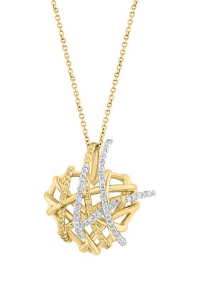 Effy 1/4 ct. t.w. Diamond Heart Pendant Necklace in 14K Yellow Gold