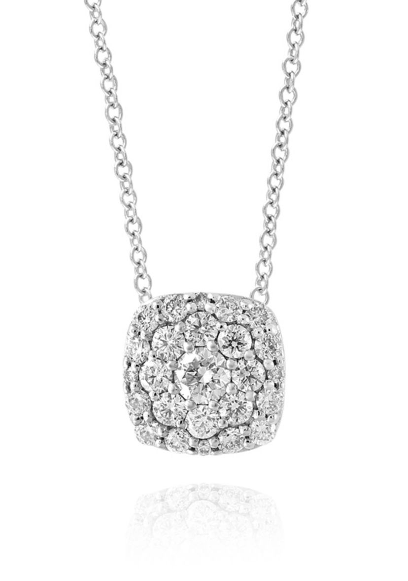 0.49 ct. t.w. Diamond Square Cluster Pendant in 14K White Gold