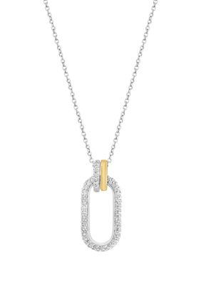 Effy 3/8 ct. t.w. Diamond Oval Pendant Necklace in 14K Two Tone Gold