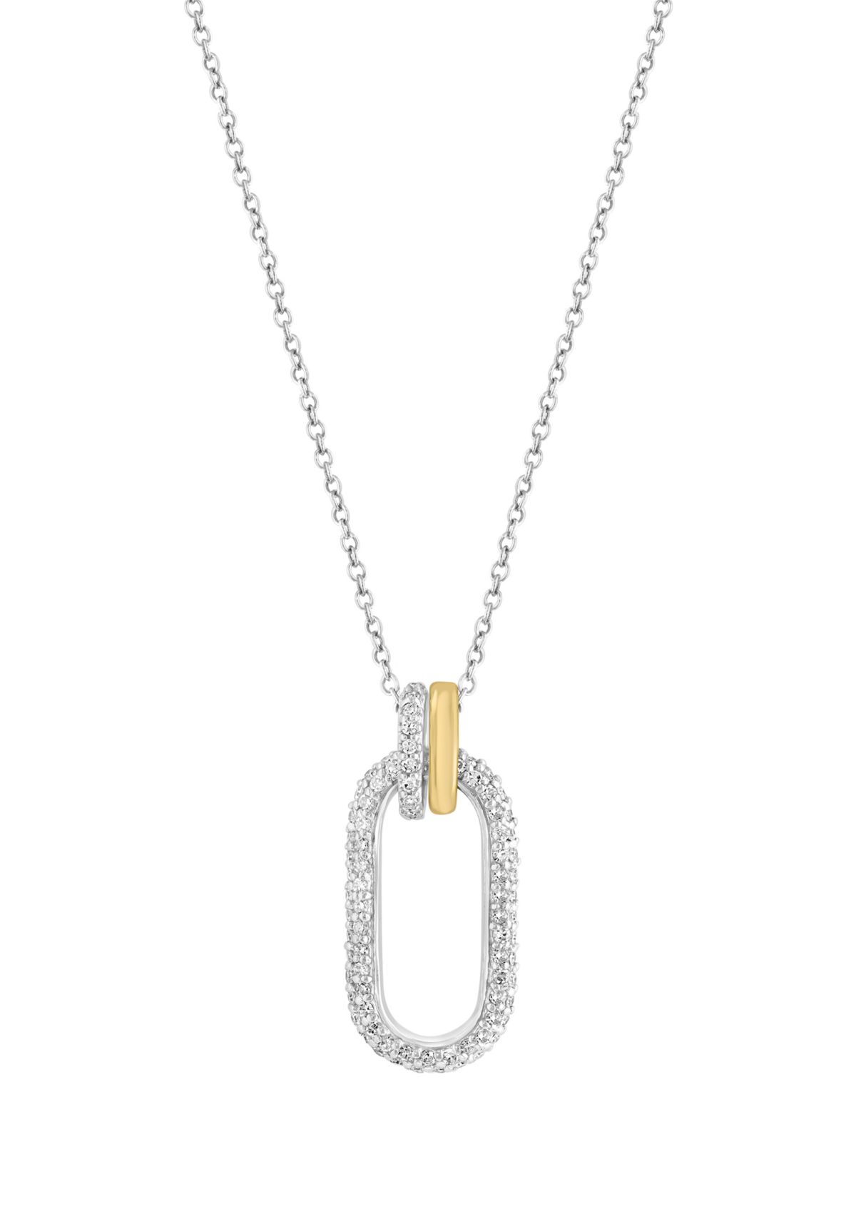 3/8 ct. t.w. Diamond Oval Pendant Necklace in 14K Two Tone Gold