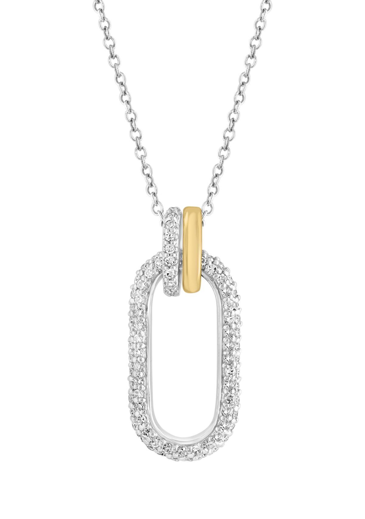 3/8 ct. t.w. Diamond Oval Pendant Necklace in 14K Two Tone Gold