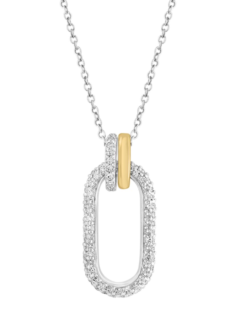 3/8 ct. t.w. Diamond Oval Pendant Necklace in 14K Two Tone Gold