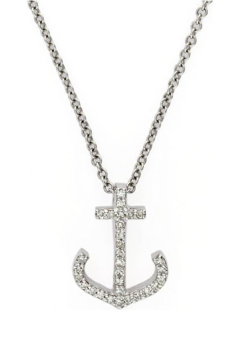 Effy® 1/10 ct. t.w. Diamond Anchor Pendant Necklace