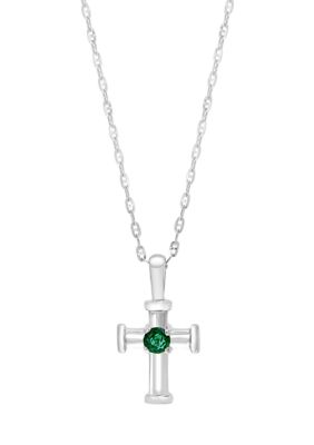 Effy 1/8 Ct. T.w. Emerald Pendant Necklace In 14K White Gold